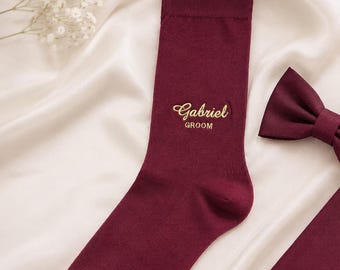 Personalized Groom Socks, Custom Name Dress Socks, Groomsmen Gift, Luxury Wedding Socks, Best Man Socks, Wedding Party Gift, Bachelor Party