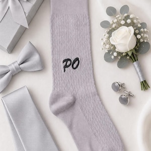 Personalized Groomsmen Socks, Custom Embroidered Initial Dress Socks, Groom Gift, Wedding Socks for Men, Monogram Socks, Best Man Gift
