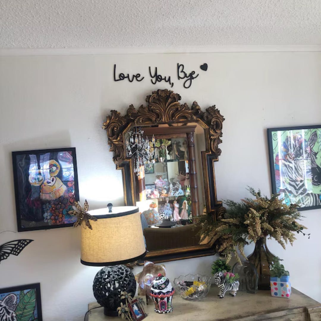 Script Line Decor Patton Bye Love You Wall Decor | Wooden Script Letter Sign | Black Home Decor ...