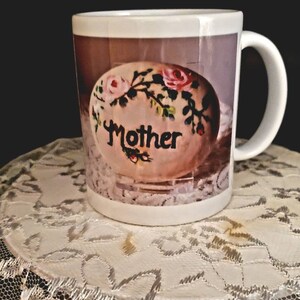 Handmade coffee cup 11 oz, painted Mother and Love cup, hand painted decorative coffee or tea cup, home decor gift, gift for coffee lovers, image 4