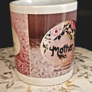 Handmade coffee cup 11 oz, painted Mother and Love cup, hand painted decorative coffee or tea cup, home decor gift, gift for coffee lovers, image 6