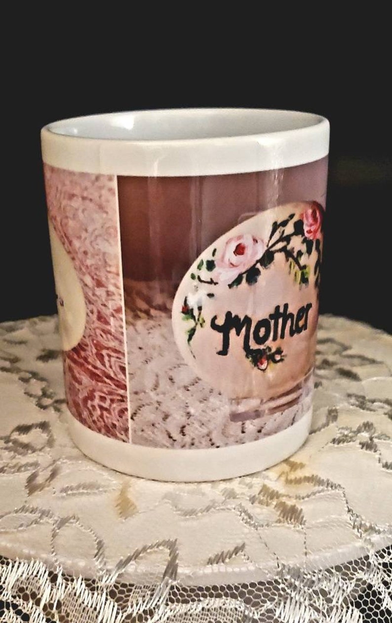 Handmade coffee cup 11 oz, painted Mother and Love cup, hand painted decorative coffee or tea cup, home decor gift, gift for coffee lovers, image 6