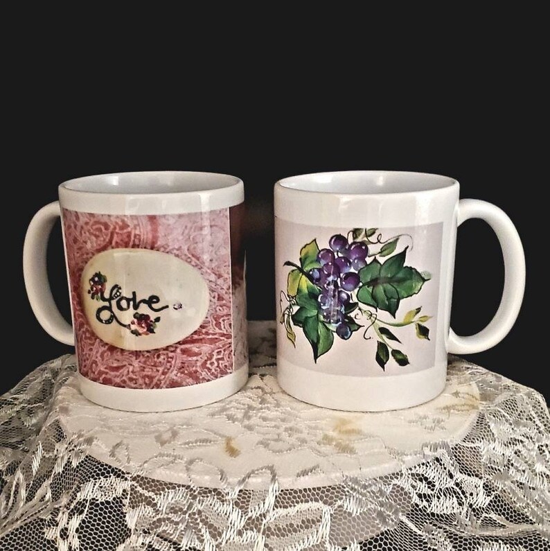 Handmade coffee cup 11 oz, painted Mother and Love cup, hand painted decorative coffee or tea cup, home decor gift, gift for coffee lovers, image 3