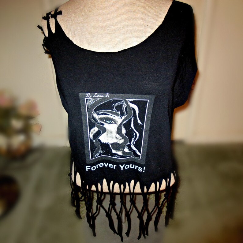 Fishnet Black shirt cropped large T shirt with hand-cut woven | Etsy