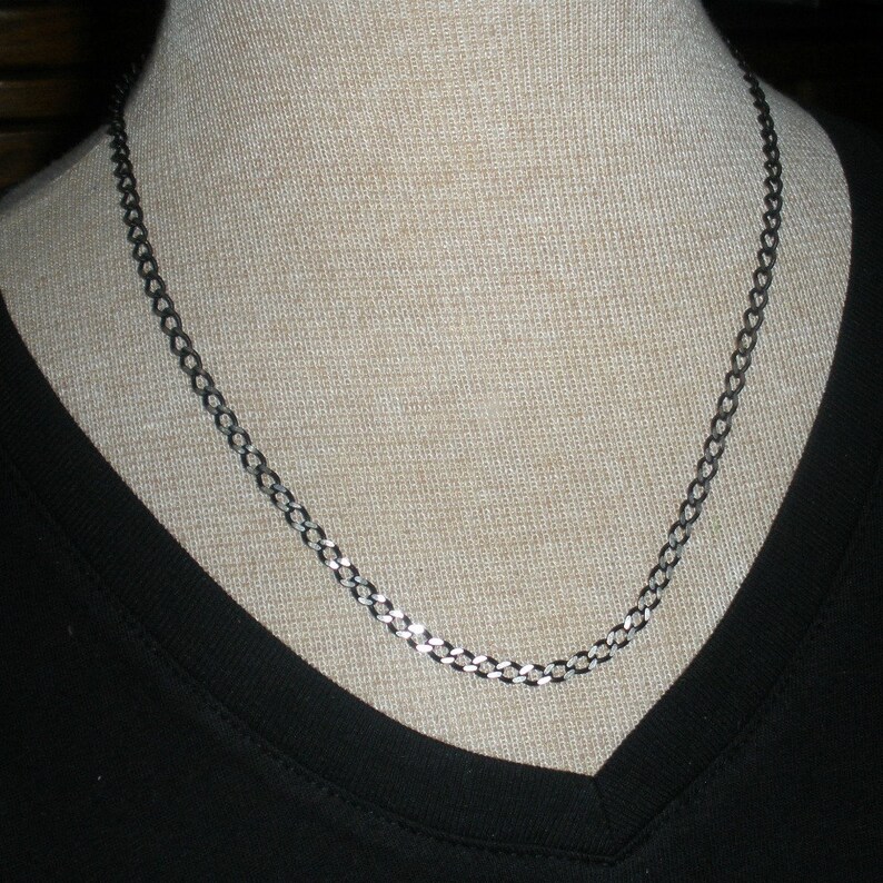 925 Stamped Unique Styled Flat Diamond Cut Curb Chain Vintage Italian Sterling Silver 22 Inch Chain Two Toned Black And Silver Necklaces Jewelry Rmsintschool Com