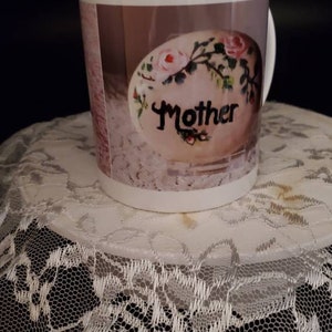 Handmade coffee cup 11 oz, painted Mother and Love cup, hand painted decorative coffee or tea cup, home decor gift, gift for coffee lovers, image 10