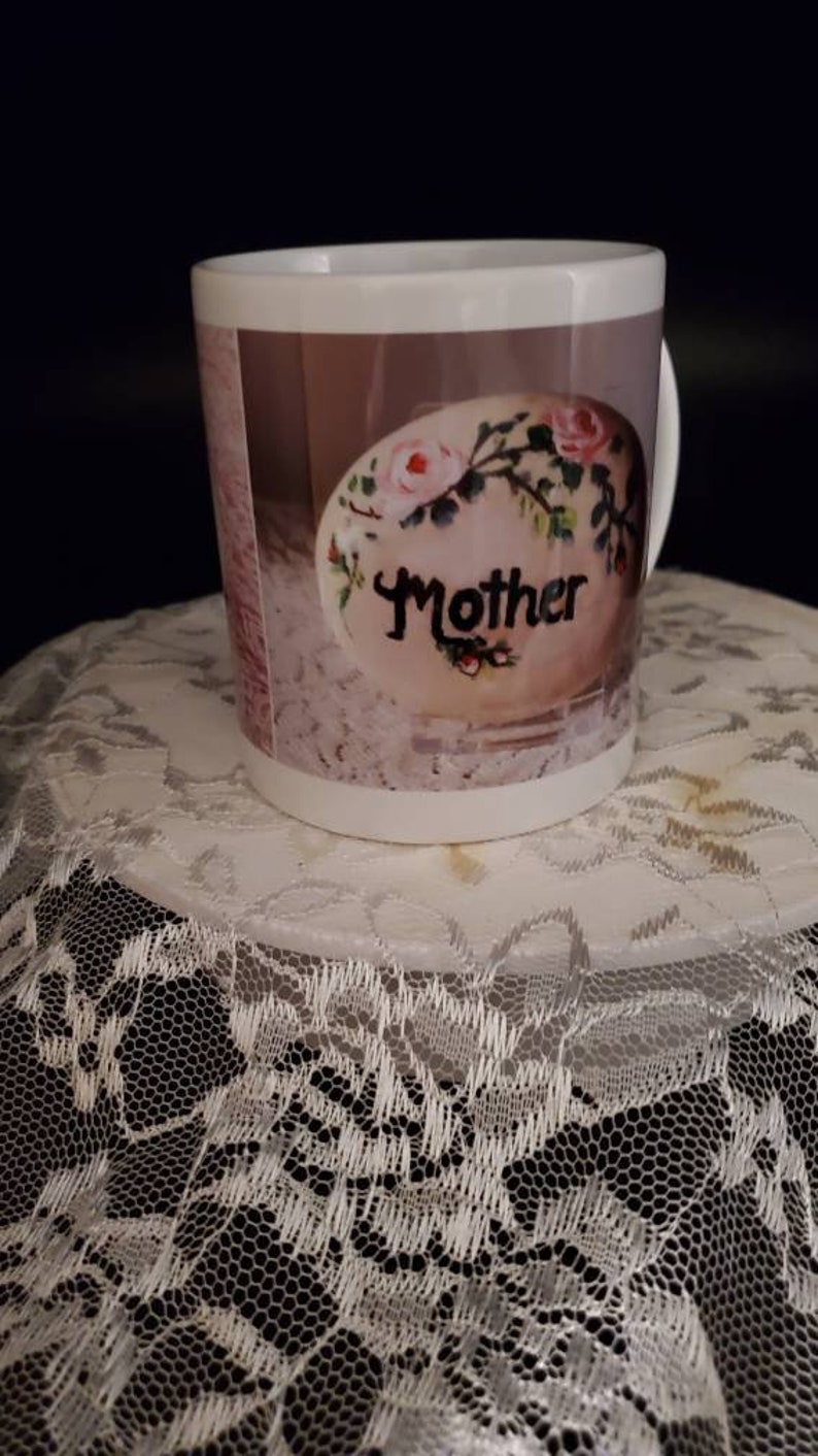 Handmade coffee cup 11 oz, painted Mother and Love cup, hand painted decorative coffee or tea cup, home decor gift, gift for coffee lovers, image 10