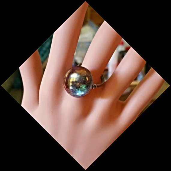 Handmade Mood Ring: Color Changing Glass Cabochon, Size 8