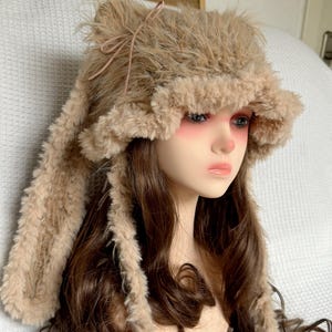 Cute Plush Cat Ear Hat – Winter Warmth, Hood, Scarf, and Earmuffs 3-in-1 | Kawaii Animal Hat | Gift for Girls
