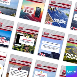 4:5 Ratio Solar Business, Solar Instagram Posts, Instagram Template, Solar Social Media Bundle 40+ Red Pack