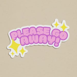 Please go away! Groovy Vinyl Sticker Retro Laptop Decal, Boho Water Bottle Sticker, Hippie Car Decal, 70s Style Yeti Sticker, Far-Out Vinyl