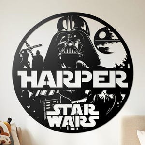 Darth Vader Star Wars Sign Personalized Wall Decor Custom Name Metal Decor Movie Starwar Room Decoration Boy Room Modern Decor Gifts for Him