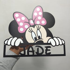 Disney Minnie Mouse Name Sign UV Printed Metal Kids Bedroom Door Decor, Personalized Nursery Wall Art, Custom Gift for Girls Birthday image 11