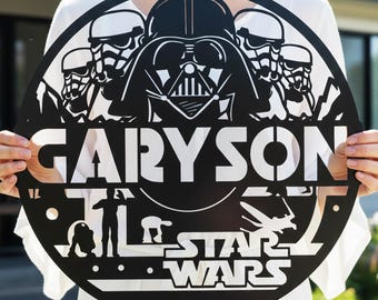 Star Wars Kids Name Sign, Custom Darth Vader Stormtrooper Door Hanger, Personalized Nursery Decor, Gift for kid, Sci-Fi Fan Bedroom Wall Art