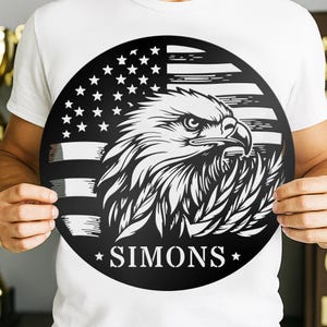 Custom Patriotic Eagle Metal Sign: American Flag Wall Art, Veteran Gift
