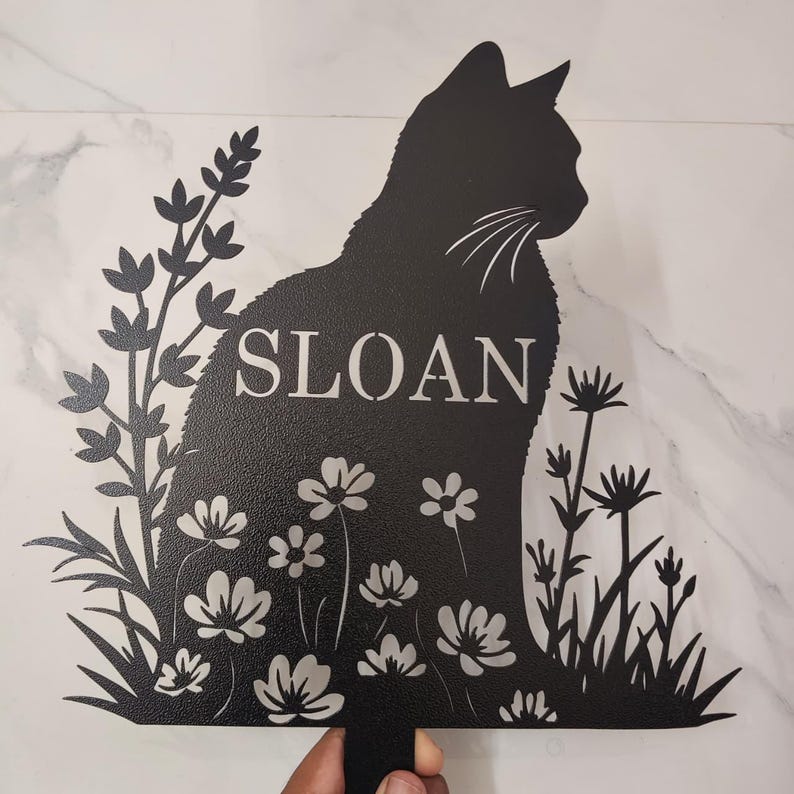 Marcador de tumba personalizado para gatos: Estaca de metal para jardín conmemorativa para mascotas, decoración para mascotas fallecidas, nombre imagen 9