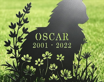 Marcador de tumba de gato personalizado: Estaca de metal conmemorativa para jardín con nombre para mascotas