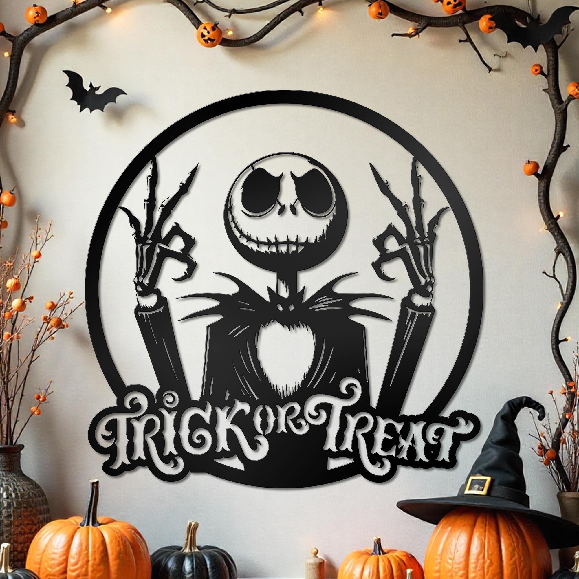 Jack Skellington Trick or Treat Metal Sign - Halloween Spooky Decor - Etsy