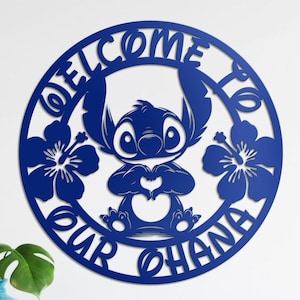 Ohana Means Family Metal Sign: Hawaiian Nursery Decor Stitch Kids Gifts