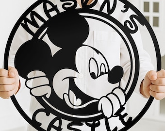 Personalized Cartoon Mouse Name Sign - Custom Metal Kids Room Decor