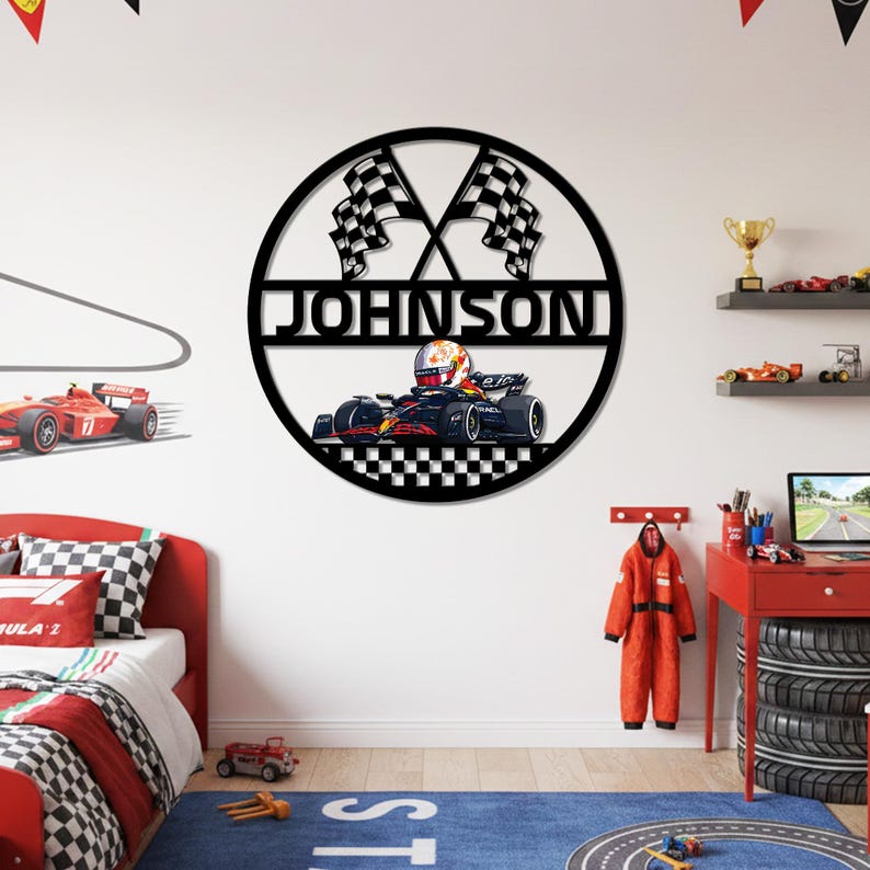 Personalized F1 Name Sign Garage Decor Custom Formula 1 Metal Wall Art ...