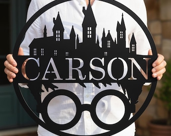 Custom Wizard Name Metal Wall Decor: Personalized Kids Room Sign, Boy Room Sign, Magical Castle Nursery Gift Birthday Gifts for him