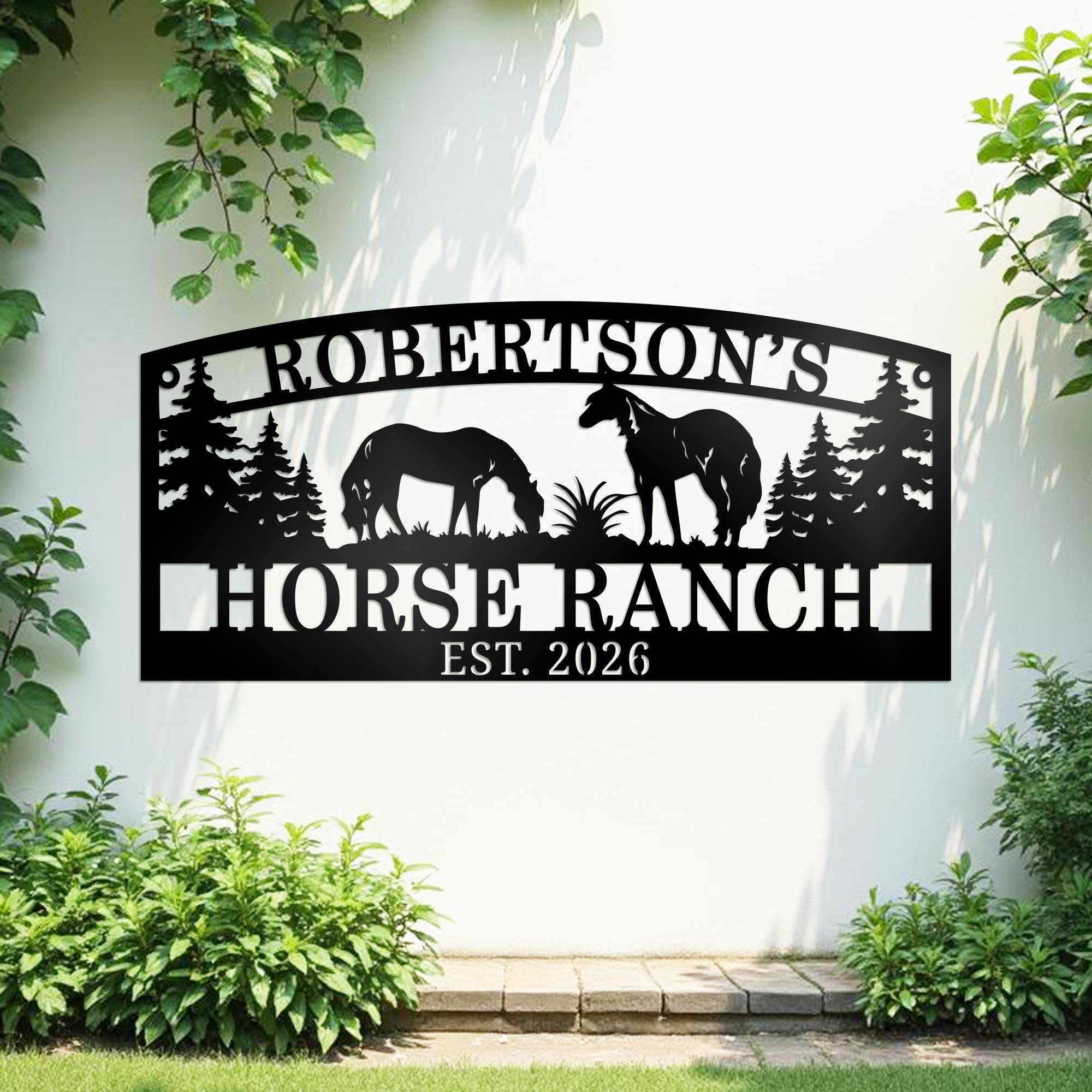 Personalized Horse Ranch Metal Sign Custom Farm Name Plate Equestrian ...