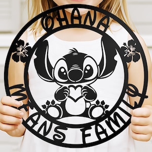 Ohana Means Family Metal Sign Cute Baby Room Wall Decor Hawaiian Theme Family Decor Laser Cut Nursery Art Custom Stitch Kids Birthday Gifts