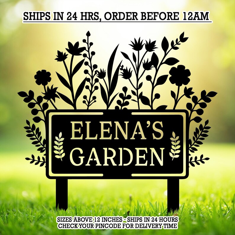 Personalized Metal Garden Sign: Custom Outdoor Name Plaque - Etsy
