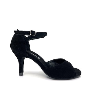 VELVENA | Geltony Handmade Argentina Tango Heels Black Suede Dance Shoes for Women | Genuine Leather Wedding, Stage, Party & Evening Heels