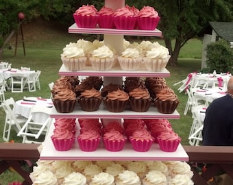 7 Tier Square Custom Made Cupcake Stand With 1/2 inch Thick Tiers.  Holds Up To 204 Cupcakes. Can be Painted Different Colors