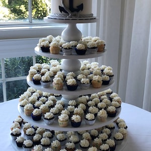 5 Tier Round Larger Capacity Custom Made Cupcake Stand With 1/2 Inch Thick Tiers and Tulip Style Spacers.  No Base.