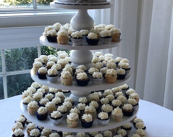 5 Tier Round Larger Capacity Custom Made Cupcake Stand With 1/2 Inch Thick Tiers and Tulip Style Spacers.  No Base.