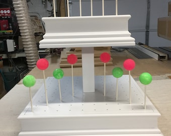 2 Tier Custom Cake Pop Stand.  Features Alternating Row Depths.  Can Hold  Up To 132 Cake Pops.