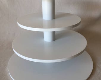 4 Tier Round Larger Capacity Custom Made Cupcake Stand With 1/2 Inch Thick Tiers and No Base.  Holds up to 83 Cupcakes.