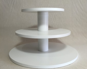 3 Tier Round Larger Capacity Custom Made Cupcake Stand With 1/2 Inch Thick Tiers and No Base.  Holds up to 48 Cupcakes.