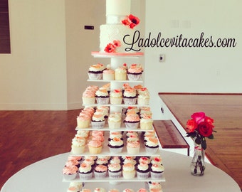 6 Tier Square Custom Made Cupcake Stand - Holds up to 148 Cupcakes.