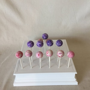 Alternating Heights Cake Pop Stand For 37 Cake Pops.  Pretty Decorative Sides!