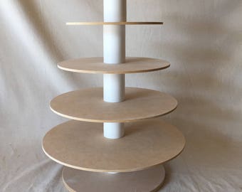 5 Tier Round Custom Made Cupcake Stand. Unfinished. Holds up to 80 Cupcakes.