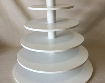 6 Tier Round Larger Capacity Custom Made Cupcake Stand With 1/2 Inch Thick Tiers and No Base.  Holds up to 194 Cupcakes.