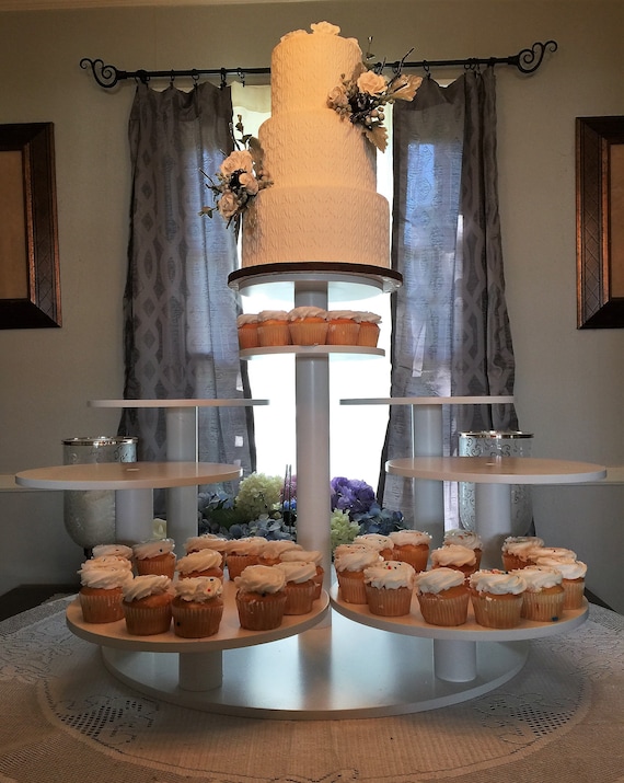Trois niveaux rustique en bois Gâteau de Mariage//Cup Cake Stand 16/"//17/" Base