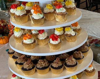 7 Tier Round Custom Made Cupcake Stand With 1/2" Thick Tiers. Holds up to 159 Cupcakes.