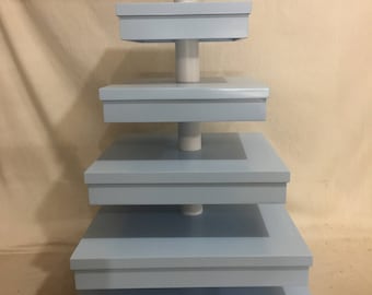 6 Tier Square Custom Made Cupcake Stand With Simulated Gift Box Tiers. Holds up to 228 Cupcakes