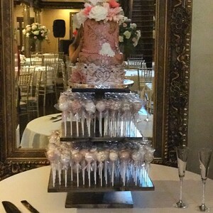 3 Tier  Square Custom Made Solid Wood Cake Pop Stand. Holds 180 Cake Pops.