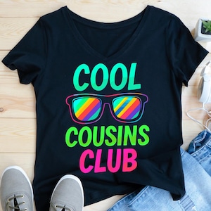 Cool Cousins Club Shirt | Boy Girl Cousin Crew Matching T-Shirt | Editable Cousin PNG Shirt Design