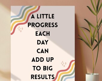 Motivational Mental Health Poster: Progress Quote Office Decor (PDF & PNG Files)
