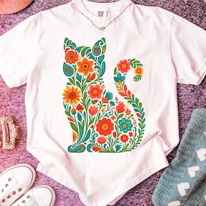 Wildflower Cat PNG | Floral Cat Sublimation Design | Spring Summer Kitten Shirt PNG | Cat Lover Printable | Cute Digital Download