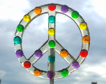 Peace Sign Lollipops - Gay Pride LGBTQ Gift - Rainbow Peace Candy - Gem Piece Sign Party Favor - Hippy Chic Party - Rainbow Lover Candy Gift