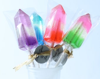 Crystal Healing Lollipop - Crystal Quartz Gem Candy  - Wellness Gift- Spiritual Gift - Yoga Party Favor - Realistic Crystal Candy - 8PCS