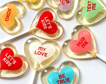 Conversation  Heart Love Lollipop - Fun Valentine  Party Favor - Lovers Sweet Candy Gift - Girlfriend Treat - Unique Valentine's Party Ideas